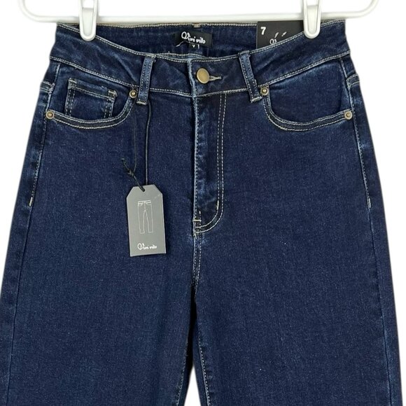 Vivi Vito Women's Stretch Navy Denim Jeans Size 7 High Rise Straight Leg  NWT - Picture 3 of 12